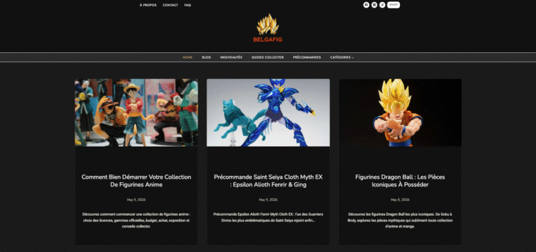 Preview do blog BelgaFIG com figures de anime e cultura pop japonesa